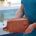 The Paper High Gift Company Limited - Brown And Black Leather Wash Bag - Handmade