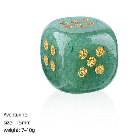 Mahjong Dice - 15mm Natural Laser Engraved Cube Dice with Rounded Edges Semi-Precious Stone (Set of 2)
