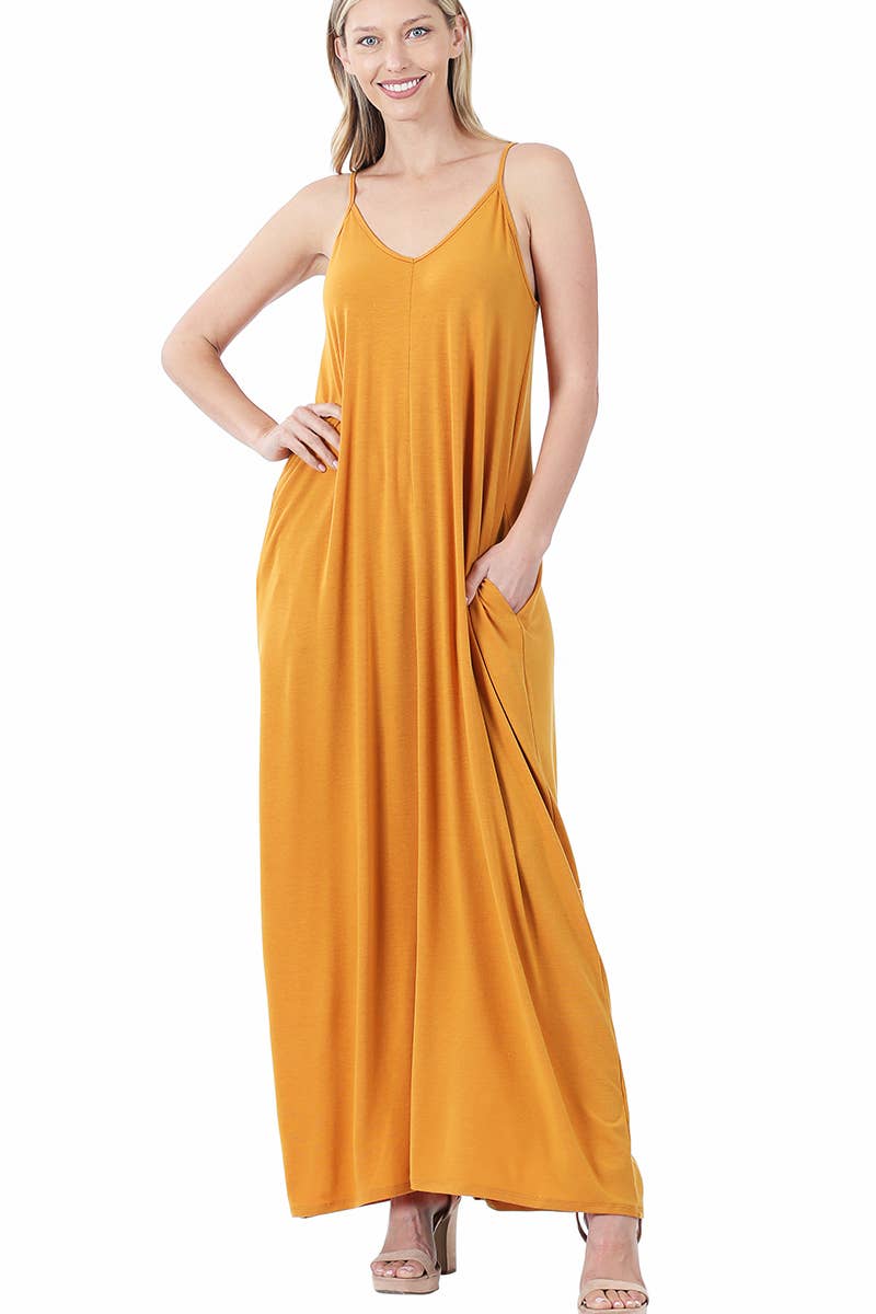 42POPS - V-NECK CAMI MAXI DRESS /w adjustable strap