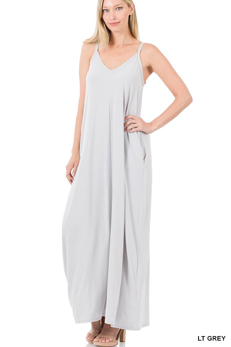 42POPS - V-NECK CAMI MAXI DRESS /w adjustable strap
