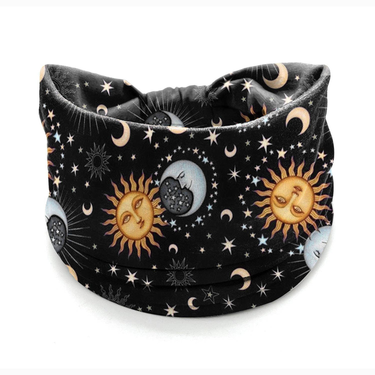 Boho Sun & Moon Print Versatile Headband - Neck Gaiter
