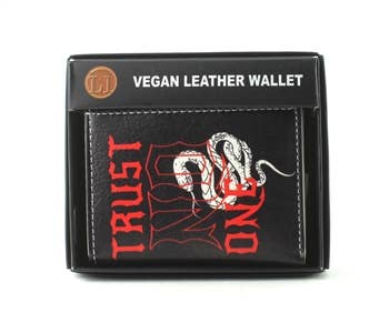 - Trust No One Print Vegan Leather Tri-fold Wallet