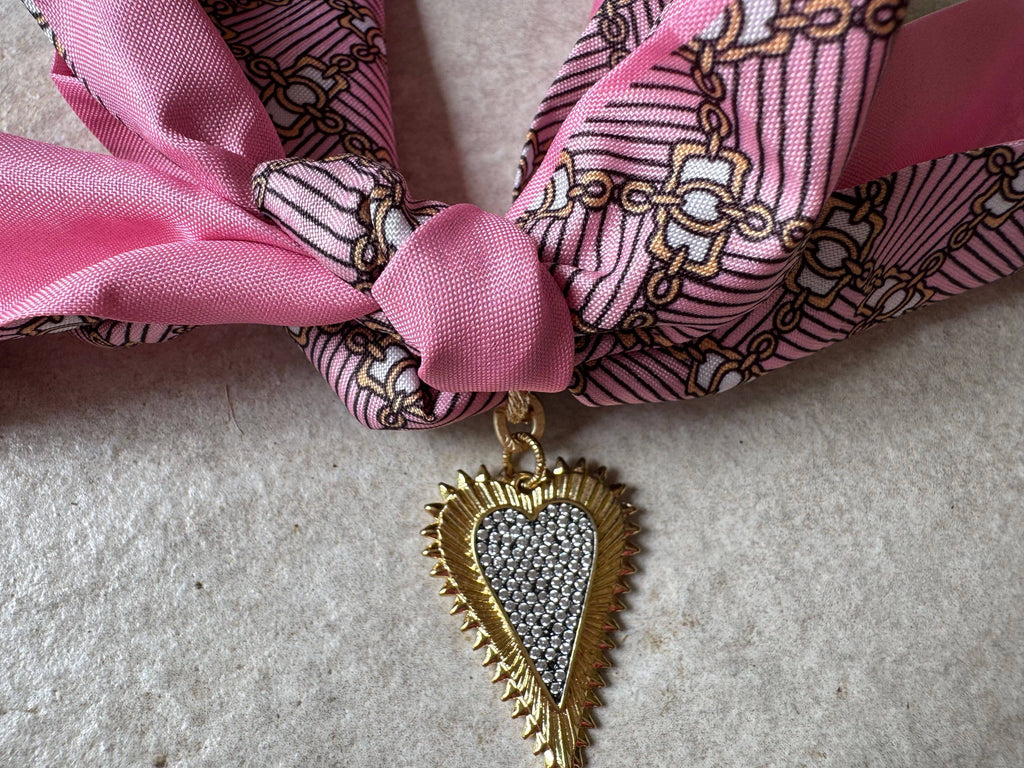 Loulu Designs - Golden Edge Heart Scarf Necklace