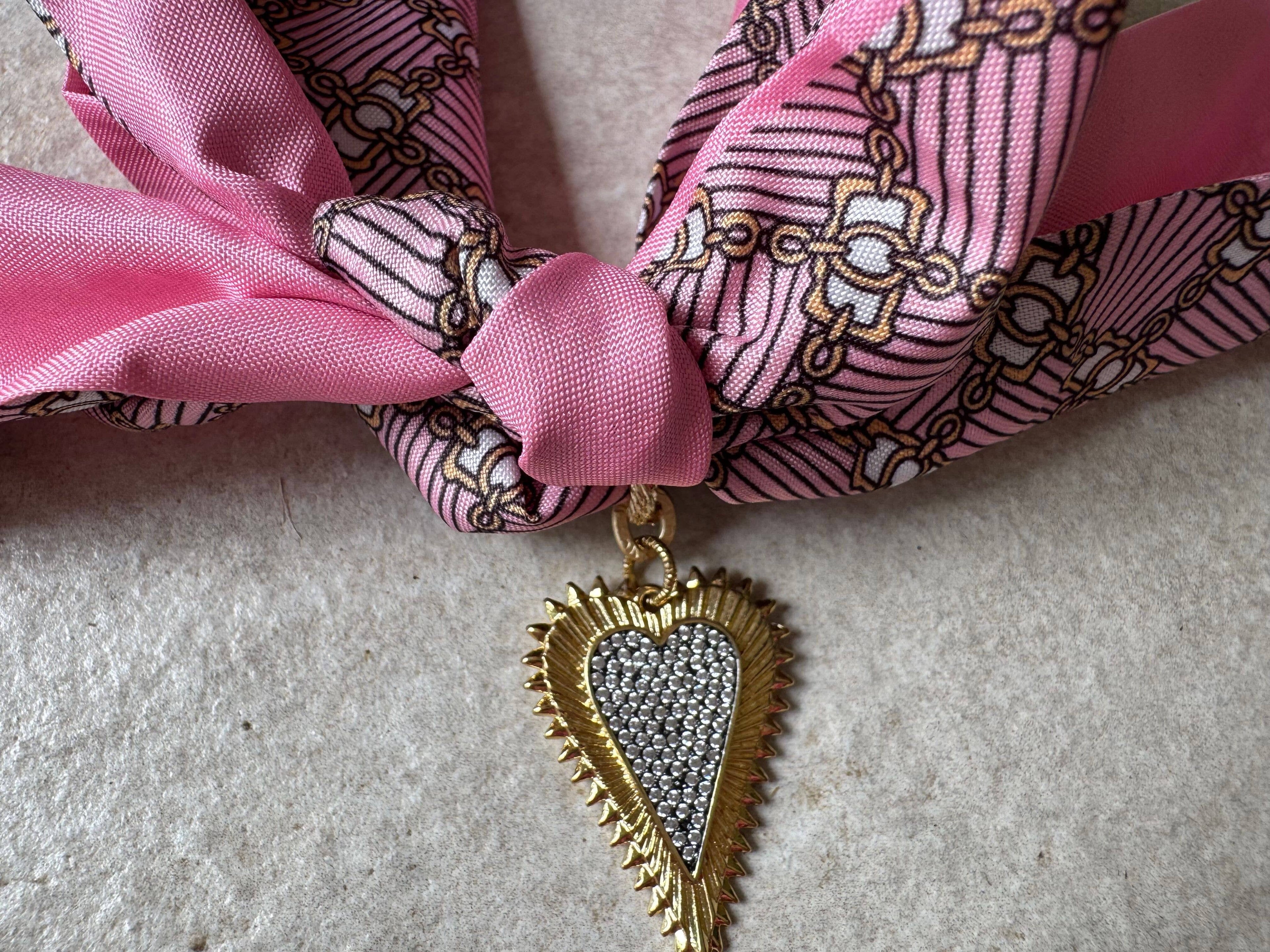 Loulu Designs - Golden Edge Heart Scarf Necklace