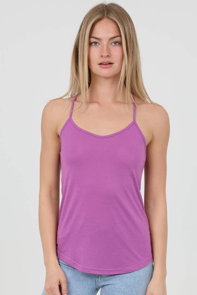 ANGIE - X2543-ASIS ROUNDED HEM RACER BACK CAMISOLE TANK TOP