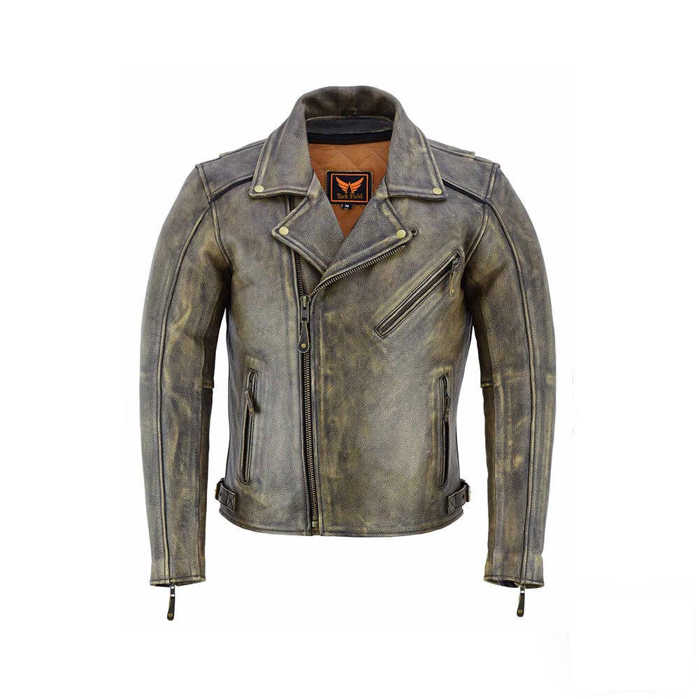 Tackfield - Men's Motorcycle Genuine Cowhide Leather Jacket