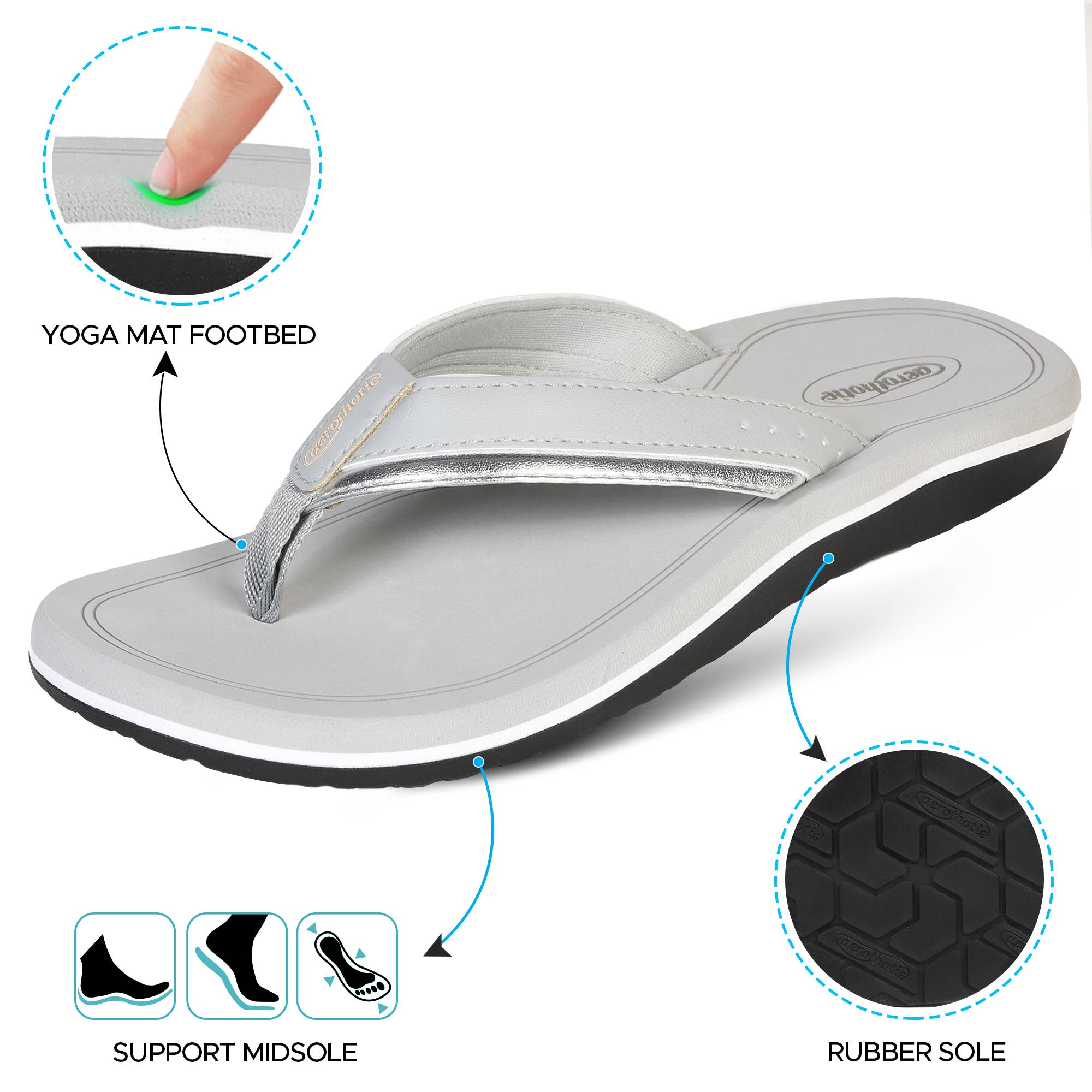 Aerothotic - OPAL CUSHION SOFT FLIP FLOP COMFORTABLE SANDALS FOR WOMEN