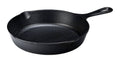 A 9-inch Lodge cast iron skillet with a smooth black interior, raised edge, and pour spout for easy cooking.