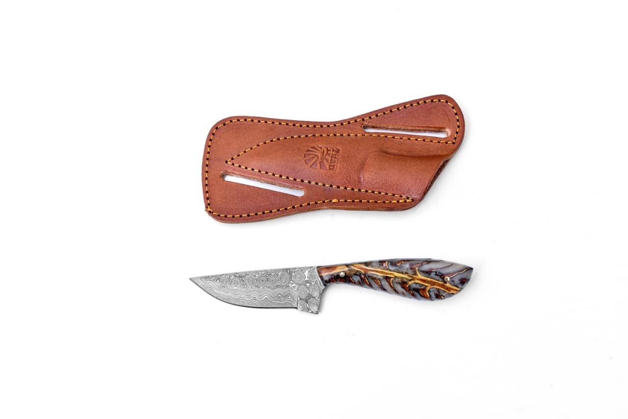 Titan International - Pine Cone Handle Damascus Skinner Knife