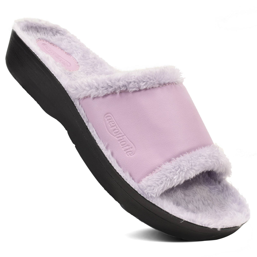 Aerothotic - Aspen Fuzzy Strap Ladies Arch Support Slides