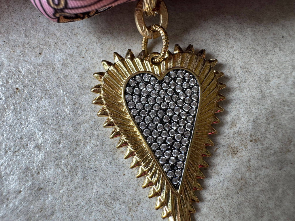 Loulu Designs - Golden Edge Heart Scarf Necklace