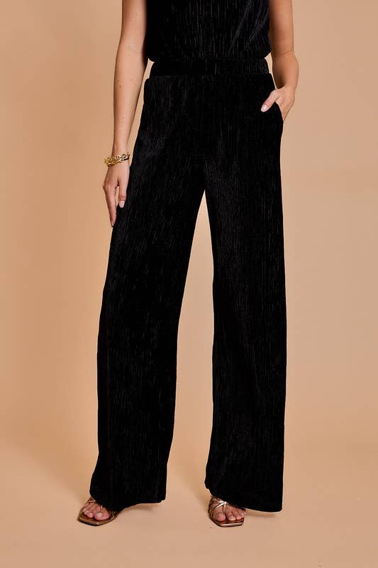GILLI - COWL NECK TOP AND ELASTIC WAISTBAND WIDE PANTS