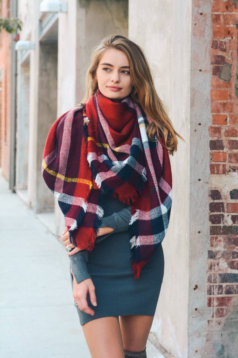 Leto Accessories - All-Time Classic Warm Frayed Edge Flannel Scarf