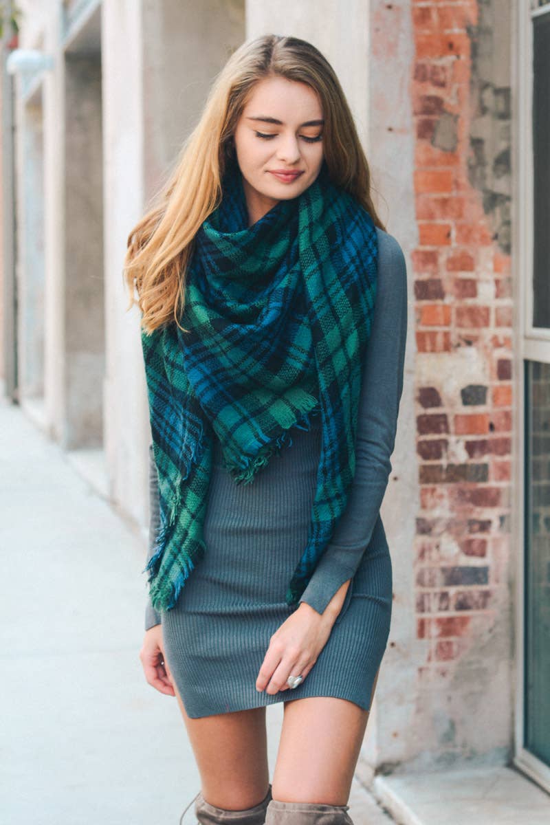 Leto Accessories - All-Time Classic Warm Frayed Edge Flannel Scarf