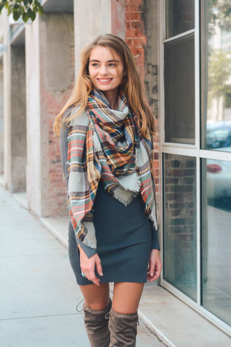 Leto Accessories - All-Time Classic Warm Frayed Edge Flannel Scarf