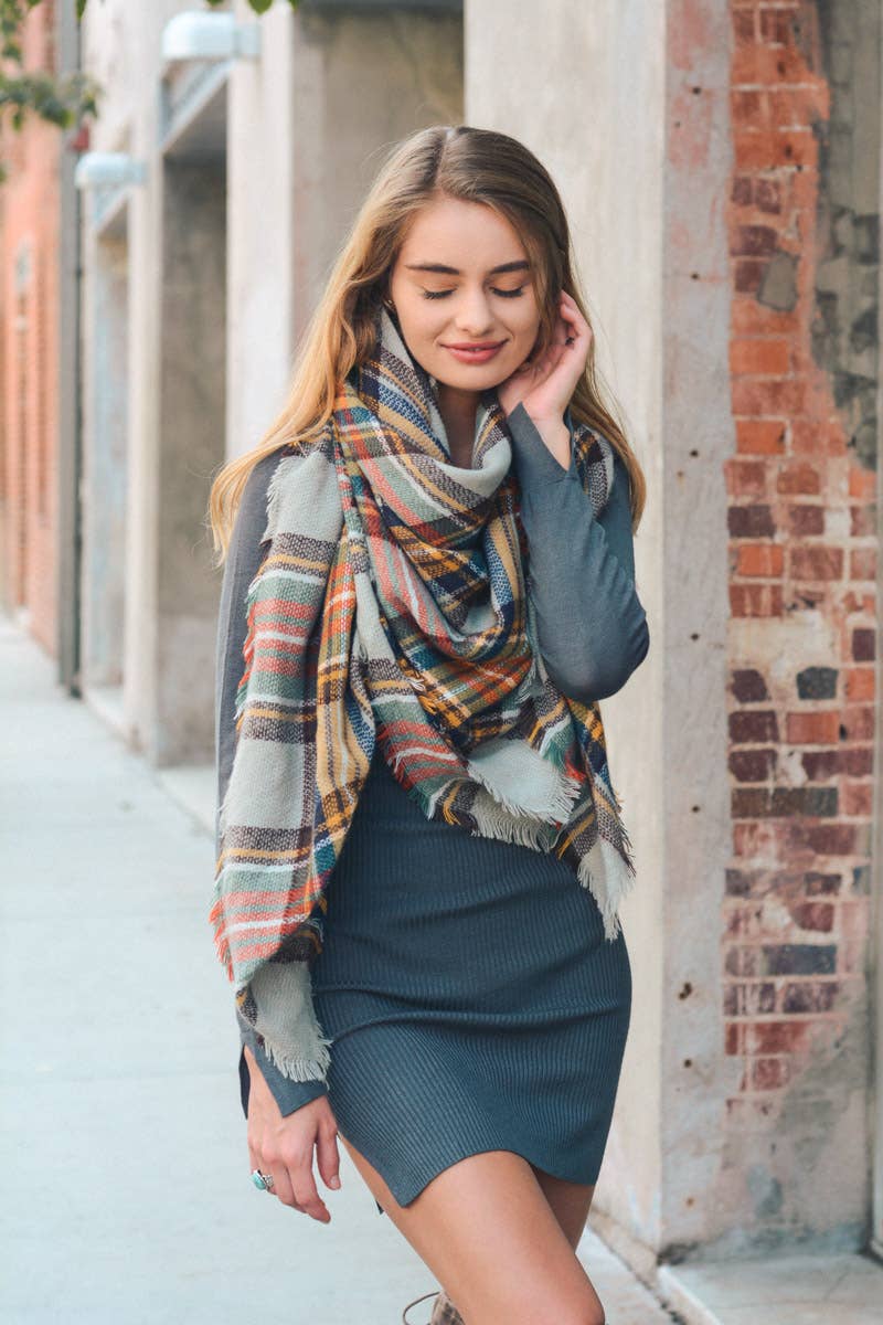 Leto Accessories - All-Time Classic Warm Frayed Edge Flannel Scarf