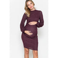 Story Teller - Maternity Mock Neck Puffed Long Sleeve Bodycon Dress