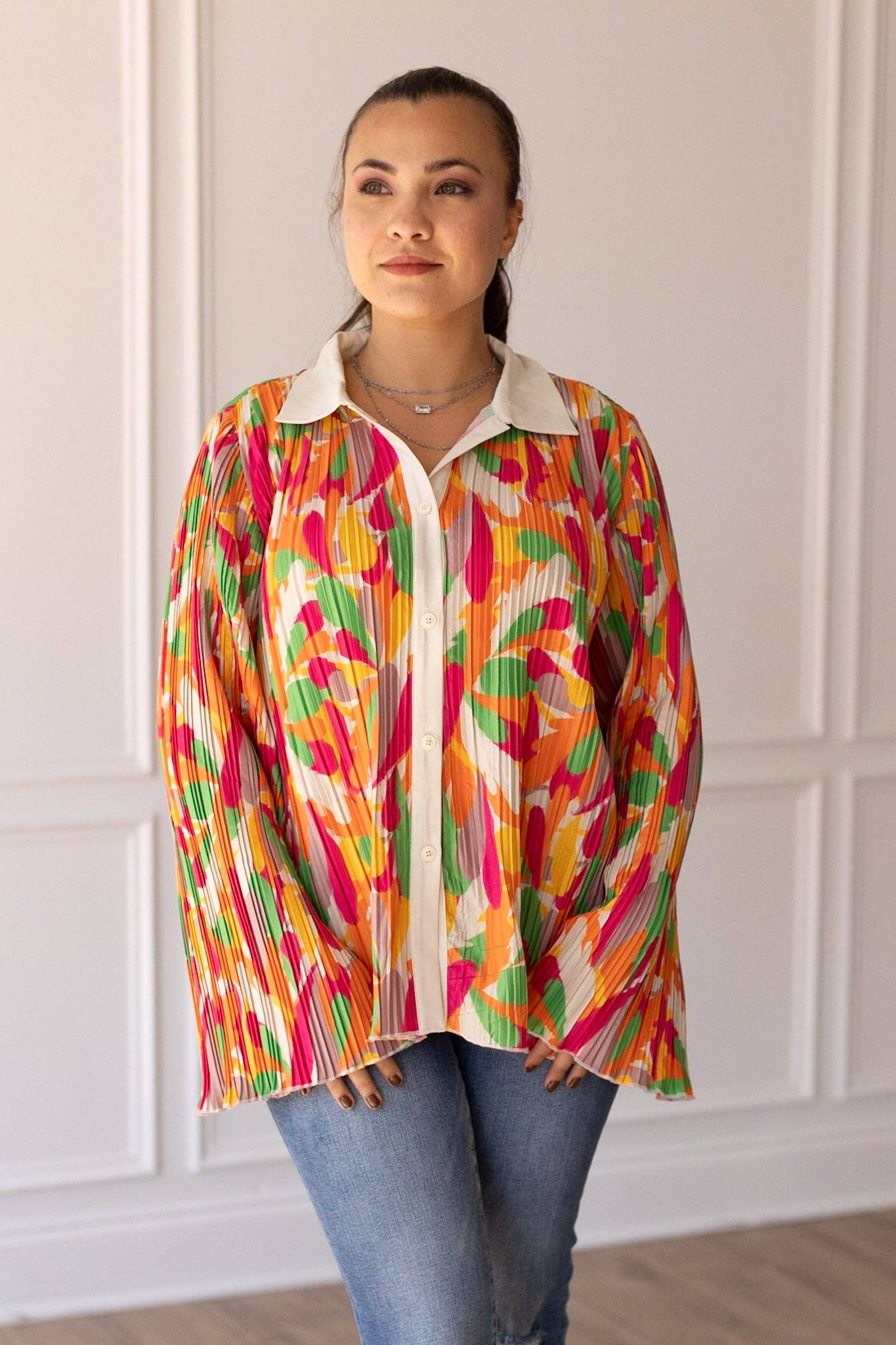GRACE+EMMA by Southern Grace - Pleats and Petals Flare Sleeve Top