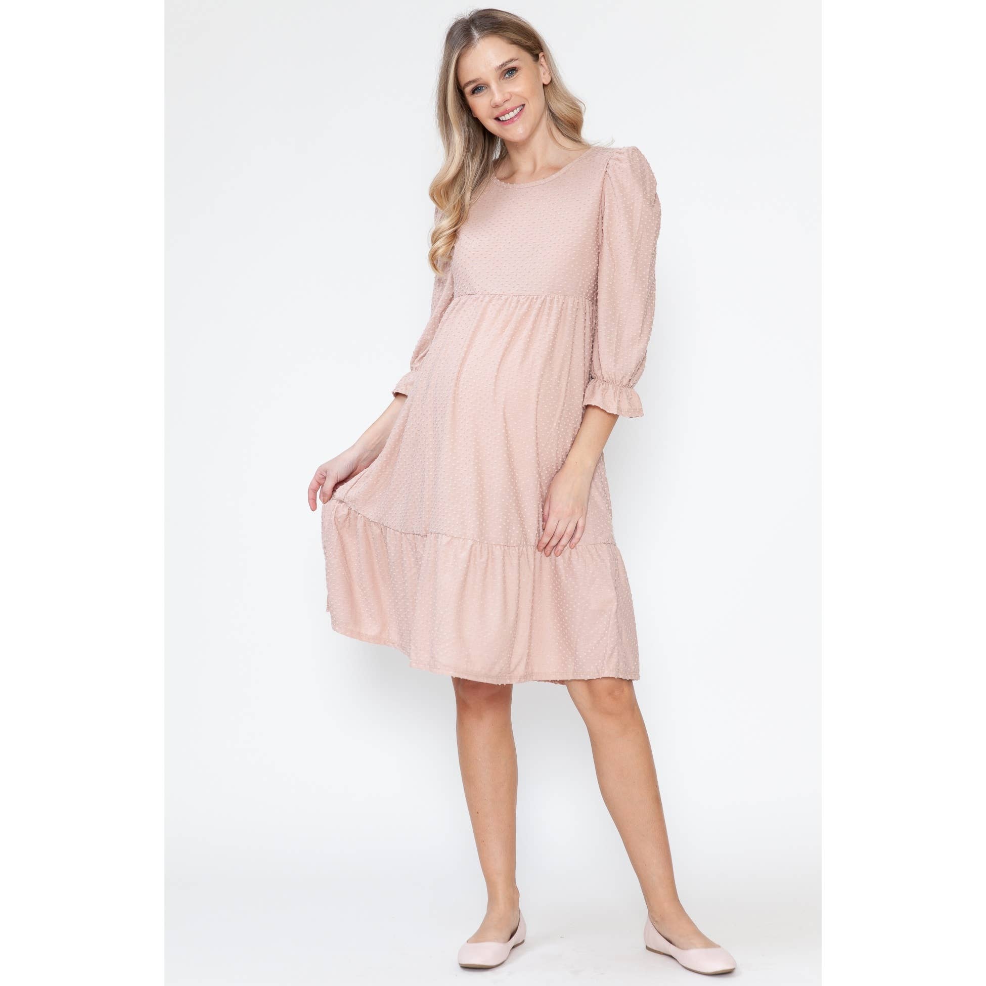 Story Teller - Maternity Easter Bubble Swiss Dot Long Spring Dress