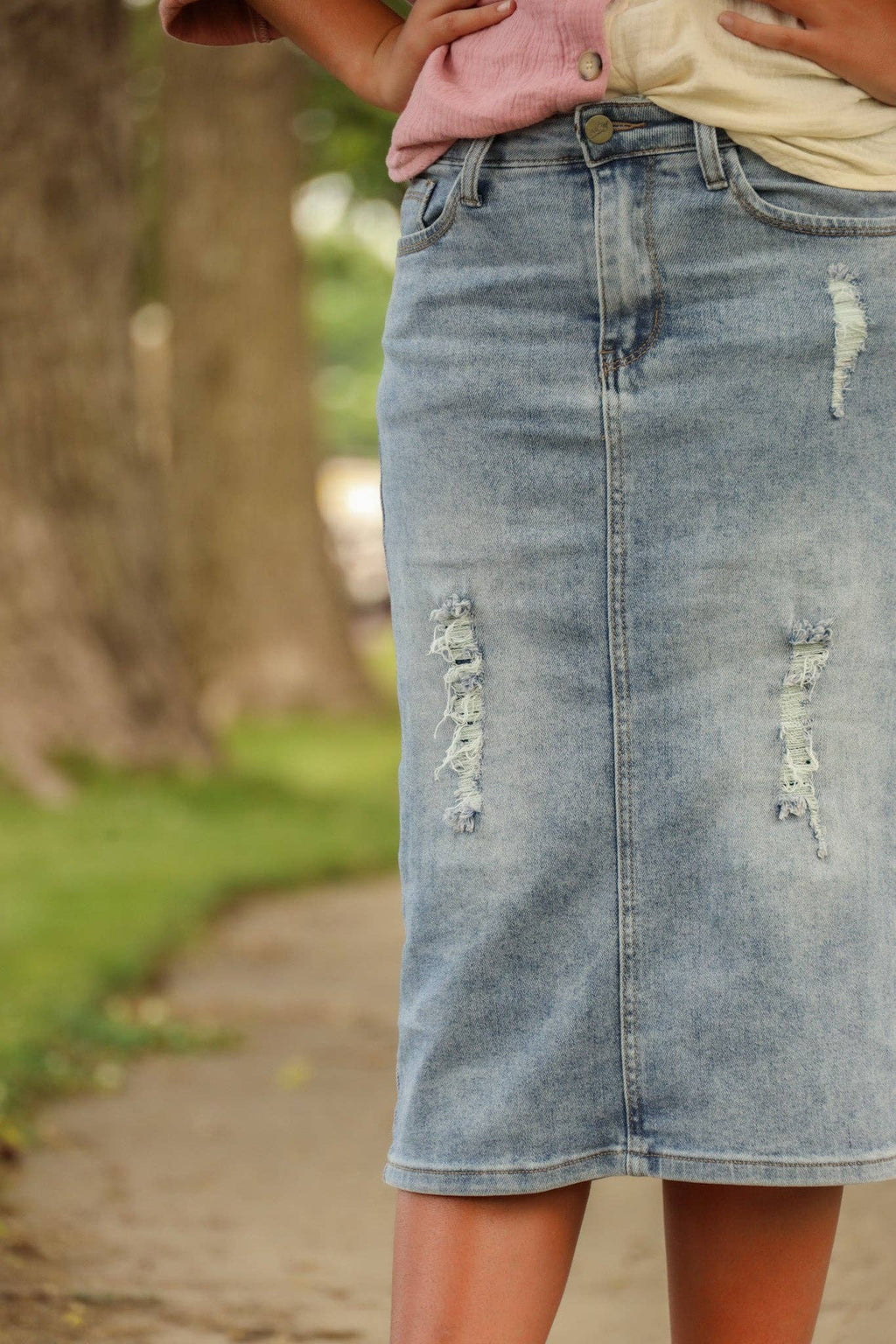 Ada Faye - Ada Faye Denim Skirt- Light (EXTENDED)