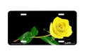 Airstrike - "Yellow Rose on Black" - Decorative License Plate