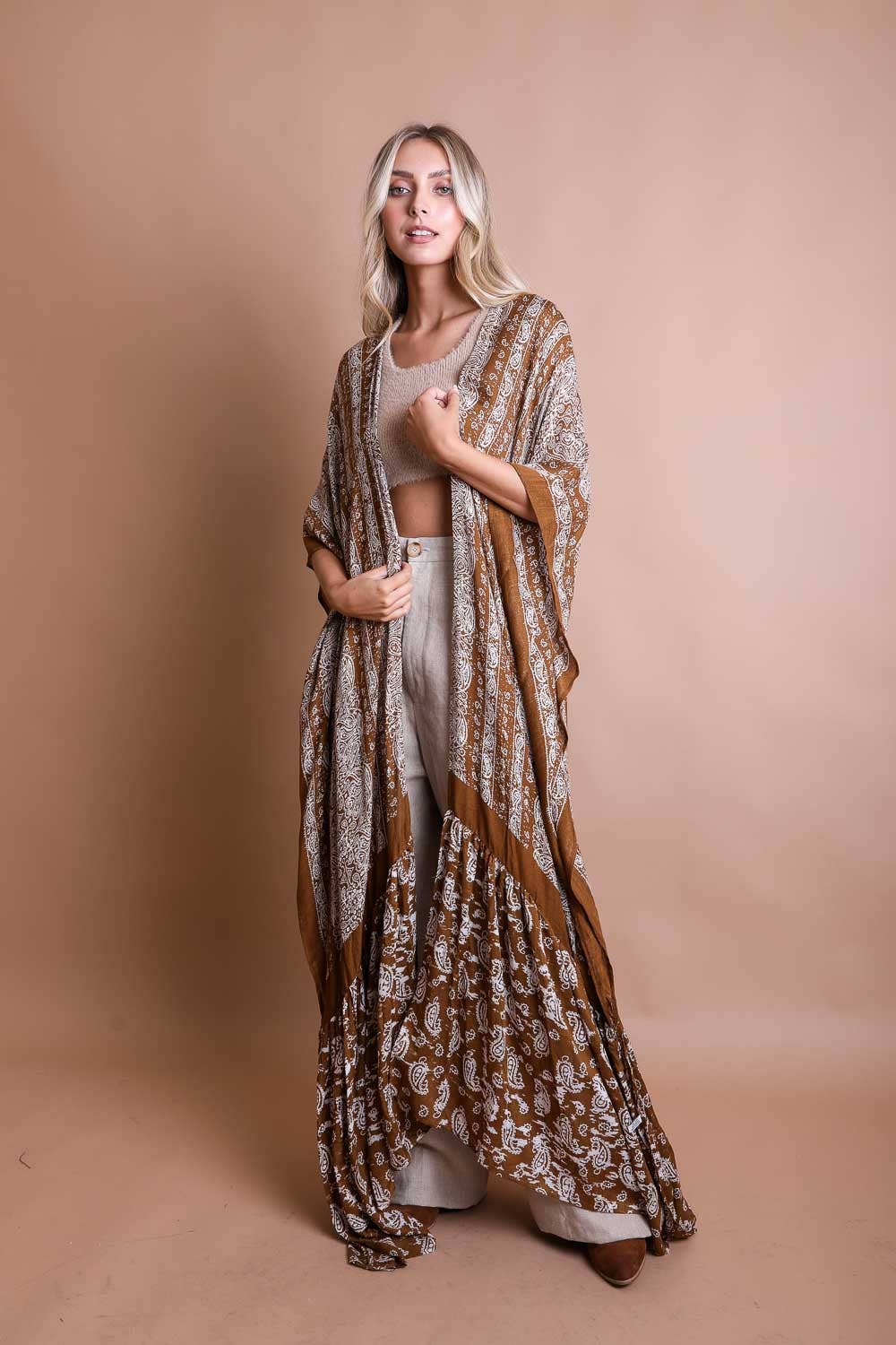 Leto Accessories - Summer Essential: Airy Paisley Drape Kimono 🌞 - 8 Colors