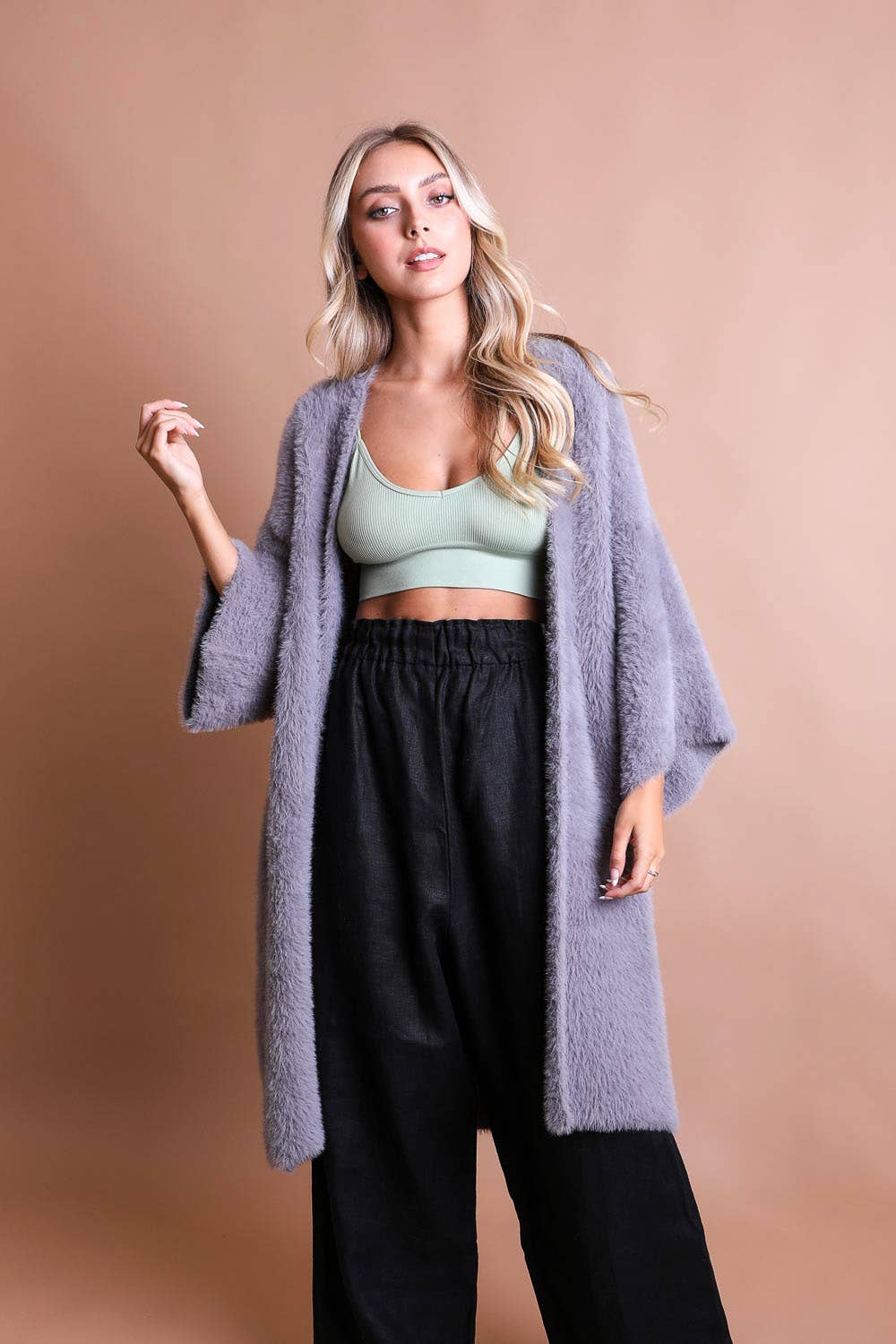 Leto Accessories - Luxe Faux Mohair Cardigan for Fall – Cozy & Elegant Warmth