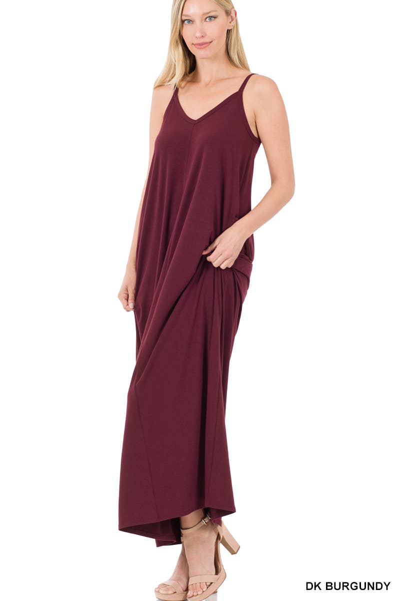 42POPS - V-NECK CAMI MAXI DRESS /w adjustable strap