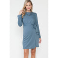 Story Teller - Maternity Pink or Blue Waist Tie French Terry Dress