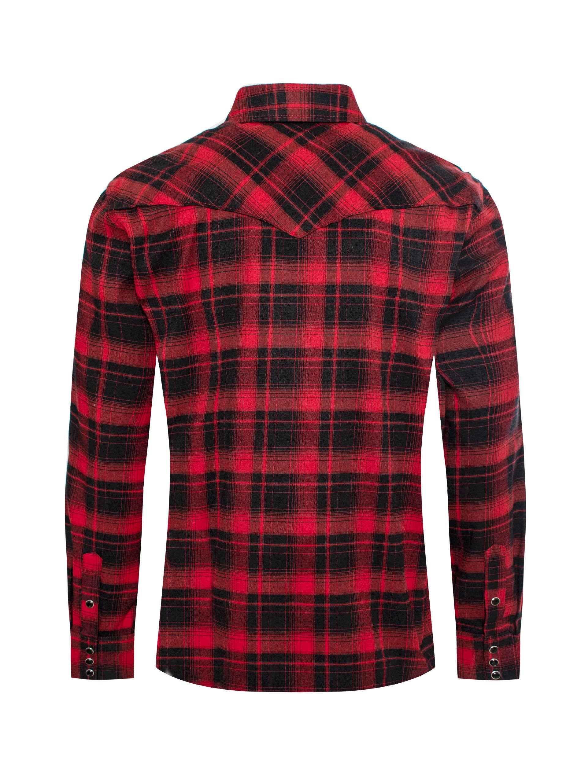 Rodeo Clothing - Men's Western Long Sleeve Flannel Shirts With Snap Buttons
