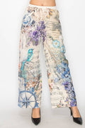 Origami Apparel ~  Lace and Crochet inspired - Relaxed Lace Patchwork Pants With Elastic Drawstring - 4703
