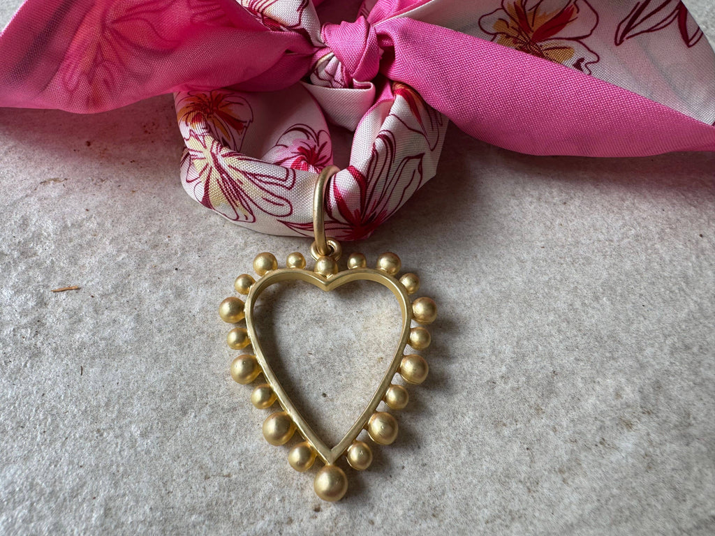 Loulu Designs - Blush Blossom Heart Scarf Necklace