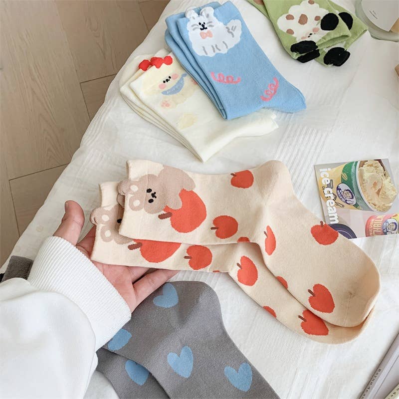 Cartoon Animal Patterns Themed Crew Socks
