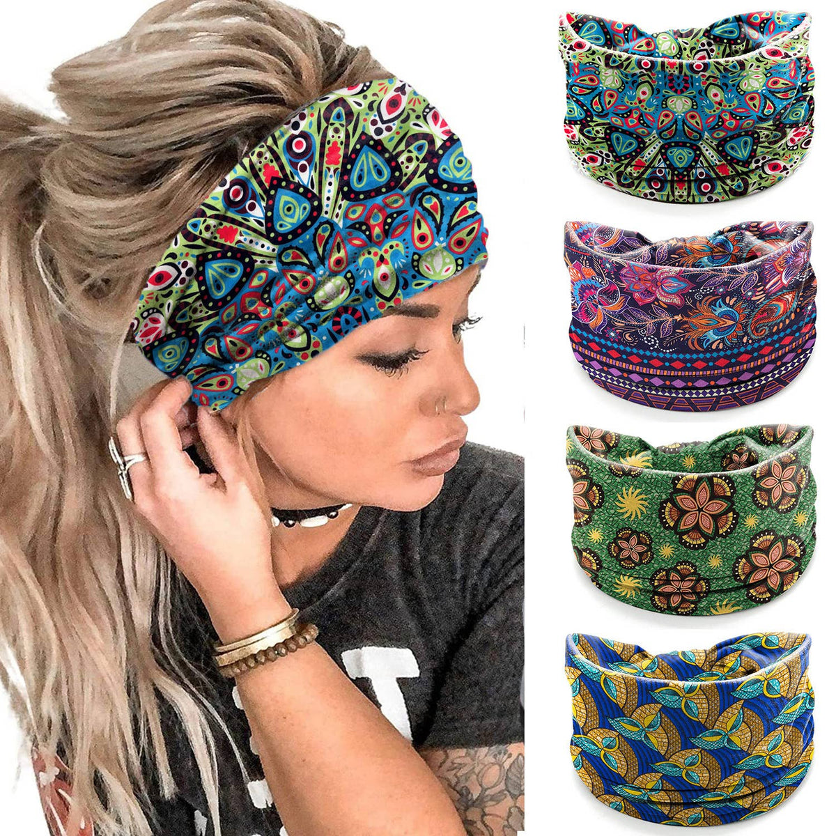 Ethnic Printed Multifunctional Headband & Neck Gaiter