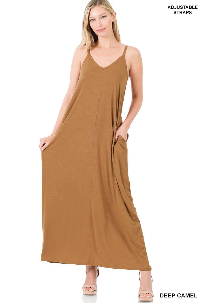 42POPS - V-NECK CAMI MAXI DRESS /w adjustable strap