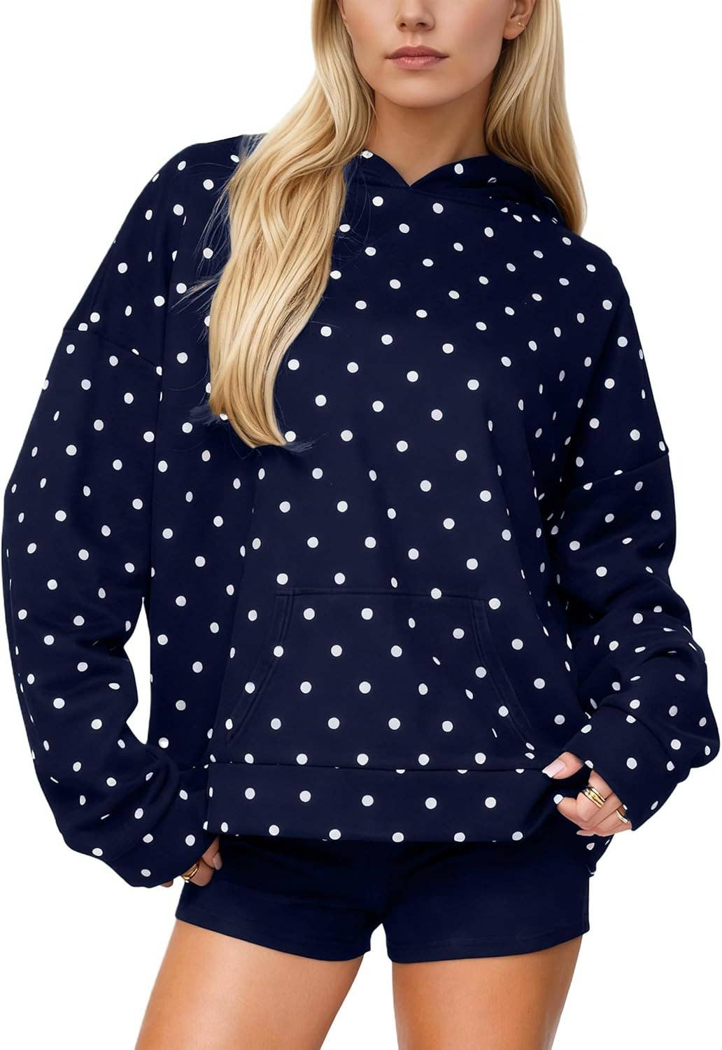 Rosa Clothing - Oversized Polka dot print hoodie