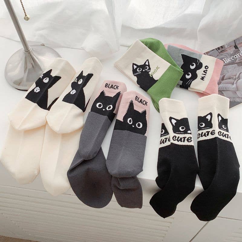 Cute Cat Expression Pattern Socks