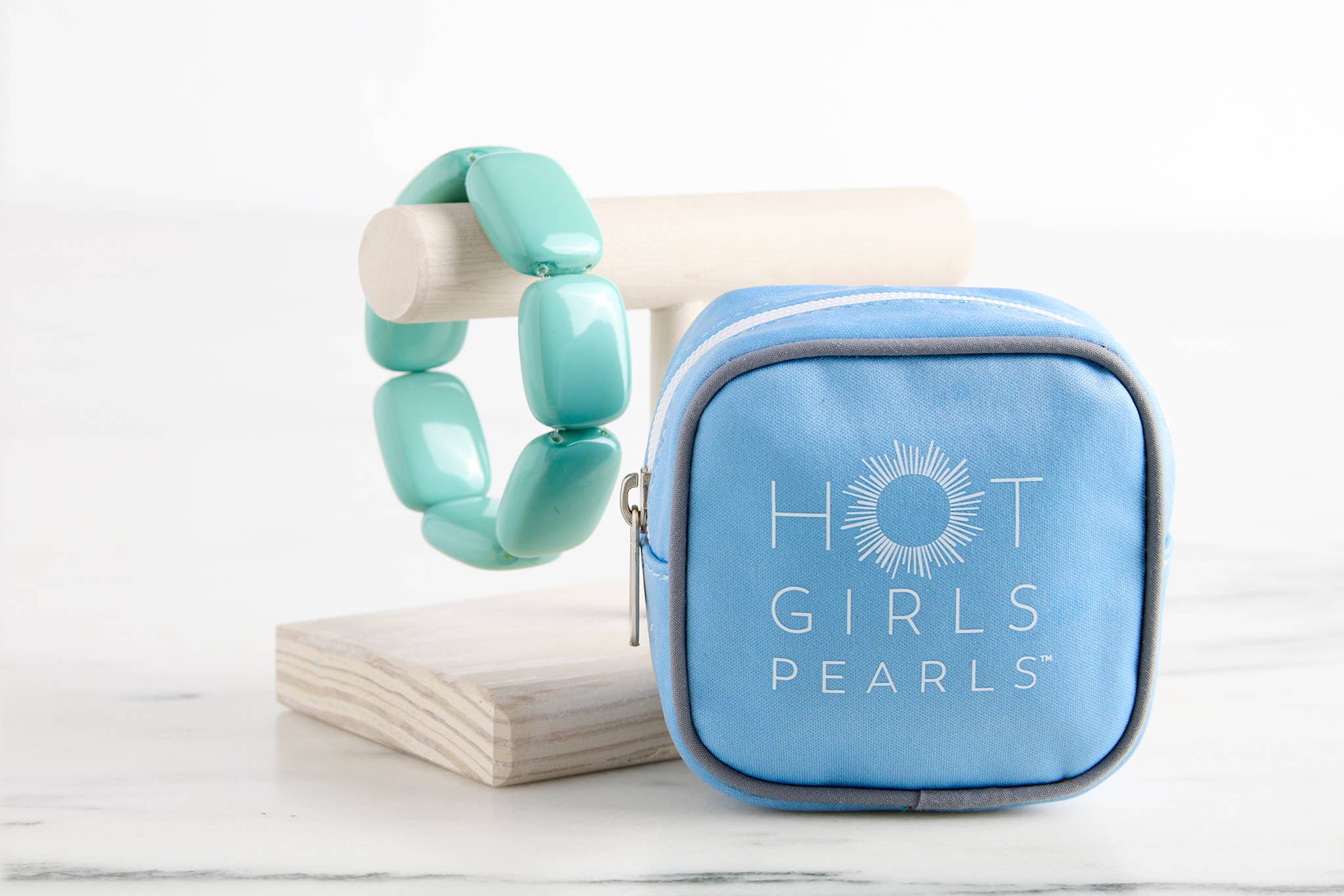 Hot Girls Pearls-Freezable Cooling Jewelry - Turquoise Chicklet Cooling Bracelet