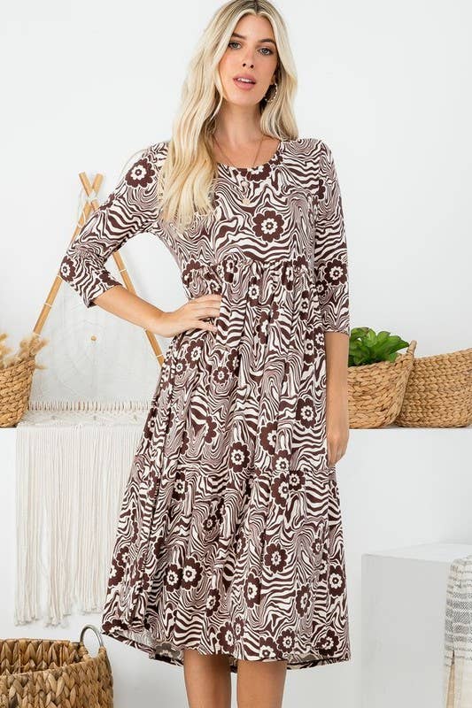 Rose Mellow Fashion - Tiered Midi Dress
