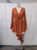 Rosa Clothing - Western cowgirl Ruffle Frill v-neck high-low swing dress