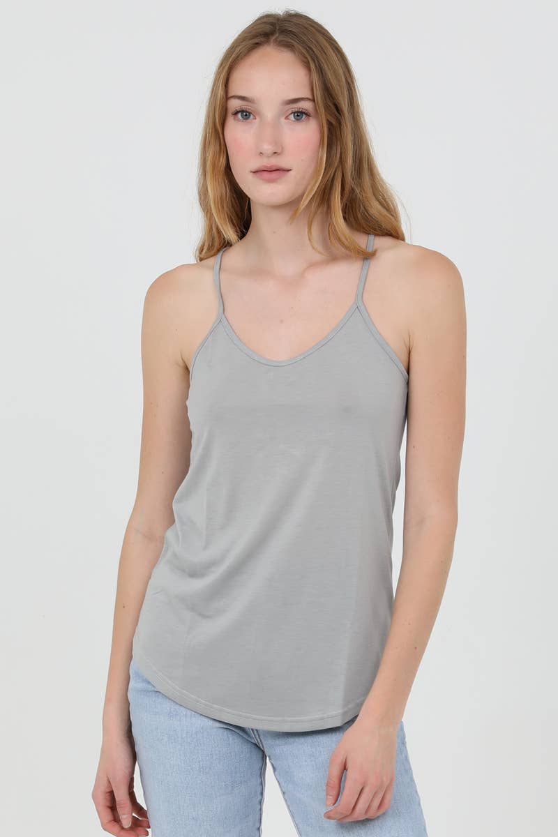 ANGIE - X2543-ASIS ROUNDED HEM RACER BACK CAMISOLE TANK TOP