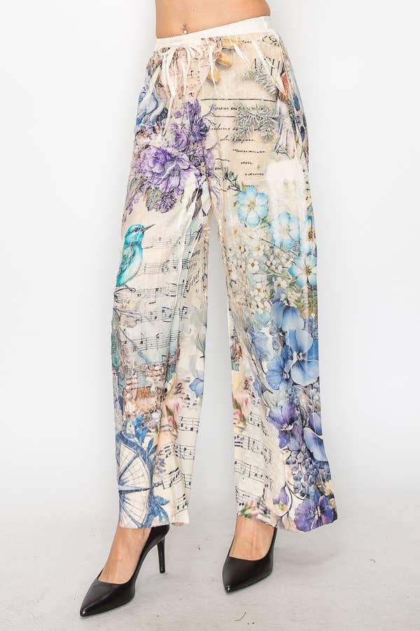 Origami Apparel ~  Lace and Crochet inspired - Relaxed Lace Patchwork Pants With Elastic Drawstring - 4703