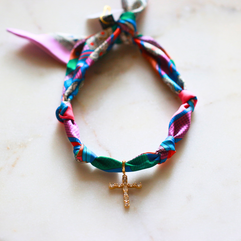 Scarf Necklace Multi Color Pattern