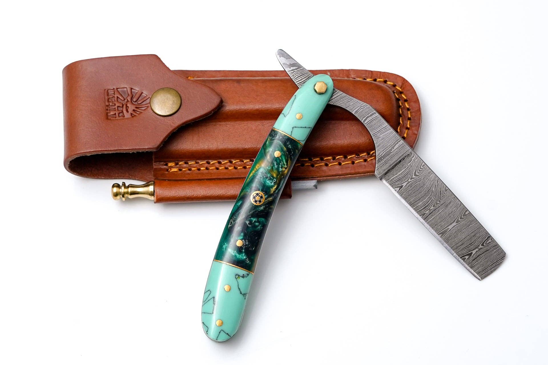 Titan International - Damascus straigh razor