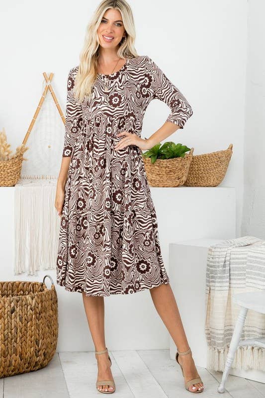 Rose Mellow Fashion - Tiered Midi Dress