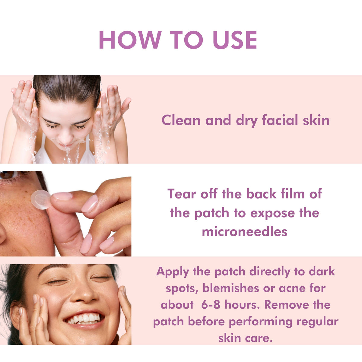 Step-by-step guide for using microneedle pimple patches for effective facial care.