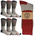A bundle of Yacht & Smith Men's Cotton Assorted Thermal Socks in gray, red, and blue with contrasting toe and heel designs.