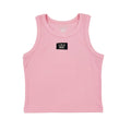 Solid light pink Lulu Mac tank top featuring a sleeveless design and round neckline, showcasing a classic cut.