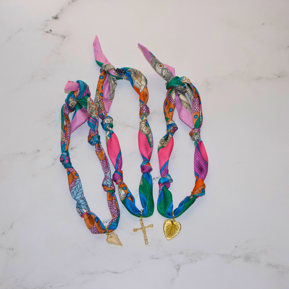 Scarf Necklace Multi Color Pattern