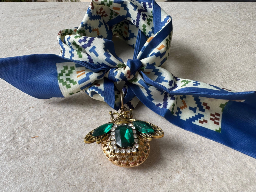 Royal Bee Gemstone Scarf Necklace